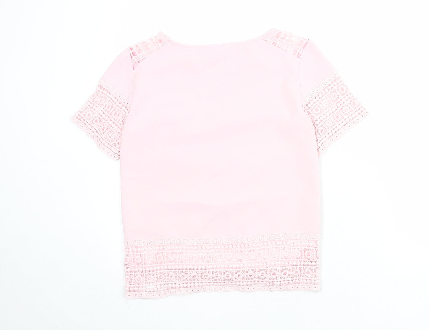 VILA Womens Pink Polyester Basic T-Shirt Size XS Round Neck