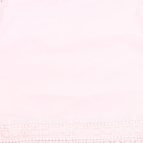 VILA Womens Pink Polyester Basic T-Shirt Size XS Round Neck