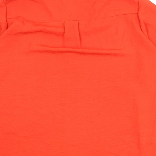 M&Co Womens Red Polyester Basic Button-Up Size 12 Collared
