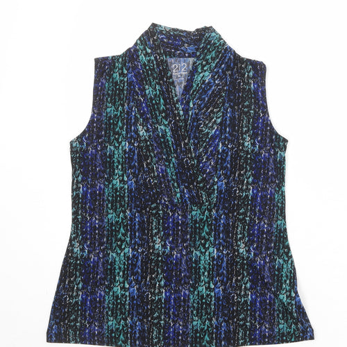 212 Collection Womens Multicoloured Geometric Polyester Basic Tank Size XS V-Neck