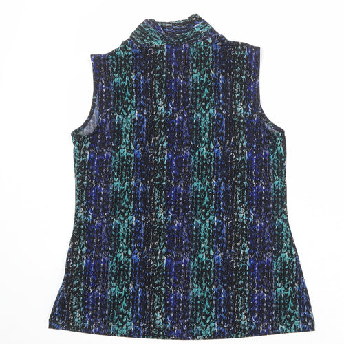 212 Collection Womens Multicoloured Geometric Polyester Basic Tank Size XS V-Neck