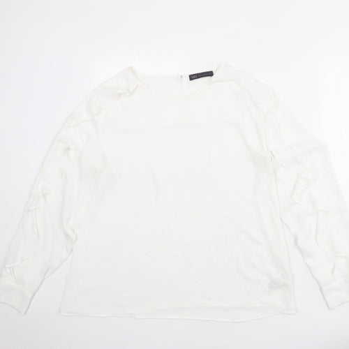 Marks and Spencer Womens White Polyester Basic Blouse Size 16 Round Neck