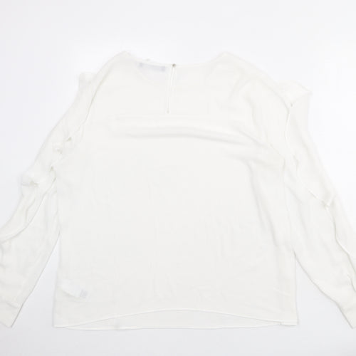 Marks and Spencer Womens White Polyester Basic Blouse Size 16 Round Neck
