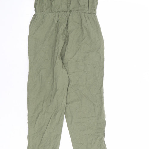 H&M Girls Green 100% Cotton Jumpsuit One-Piece Size 9-10 Years Pullover