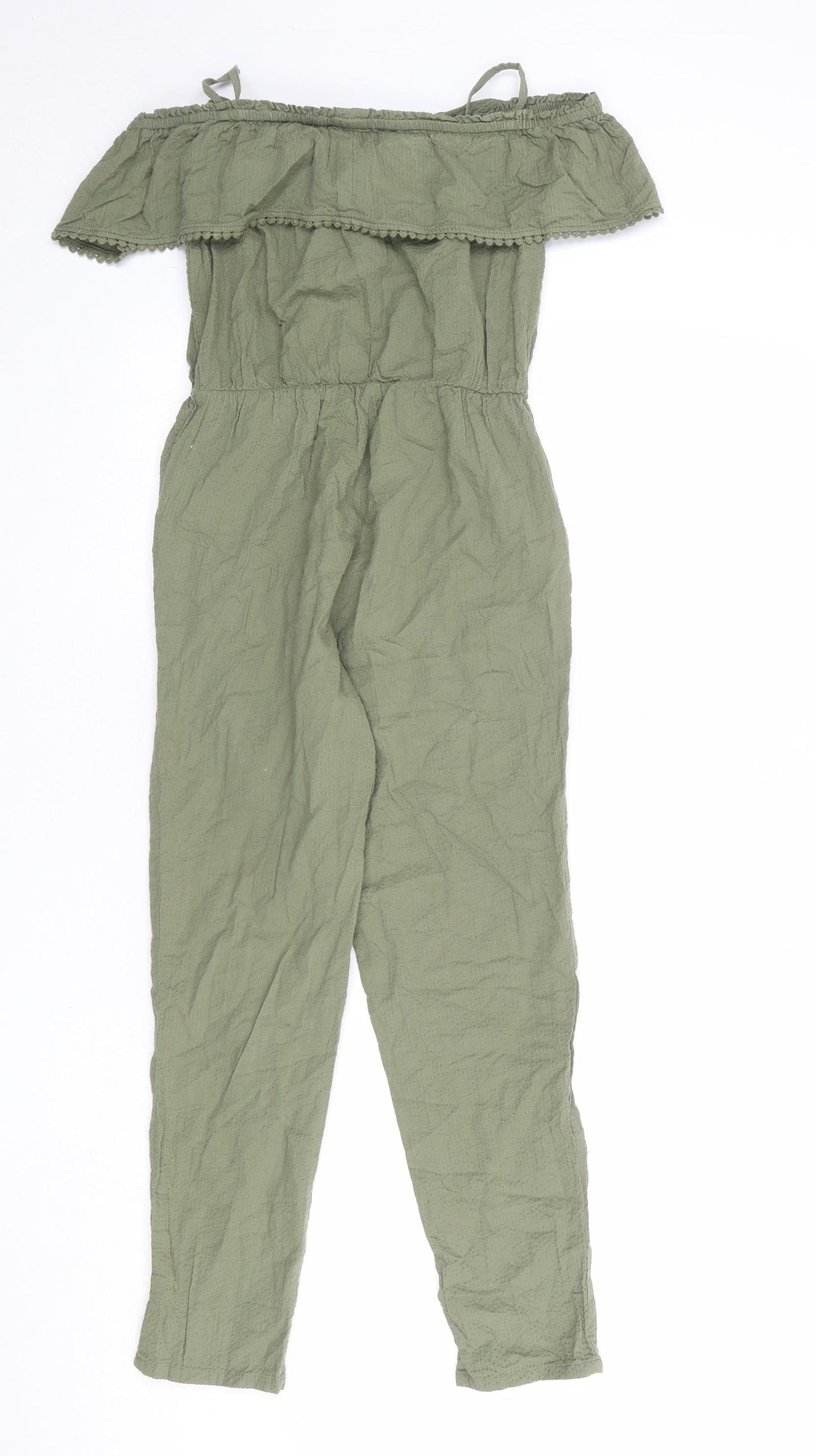 H&M Girls Green 100% Cotton Jumpsuit One-Piece Size 9-10 Years Pullover