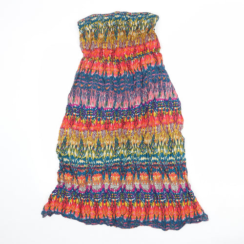 New Look Womens Multicoloured Geometric Viscose A-Line Size 10 Off the Shoulder Pullover