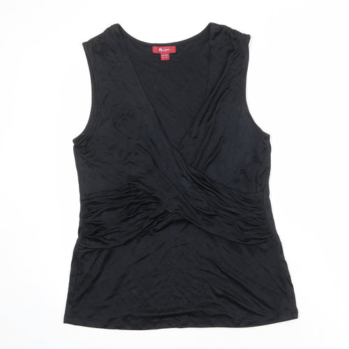 Monsoon Womens Black Viscose Basic Tank Size 18 V-Neck