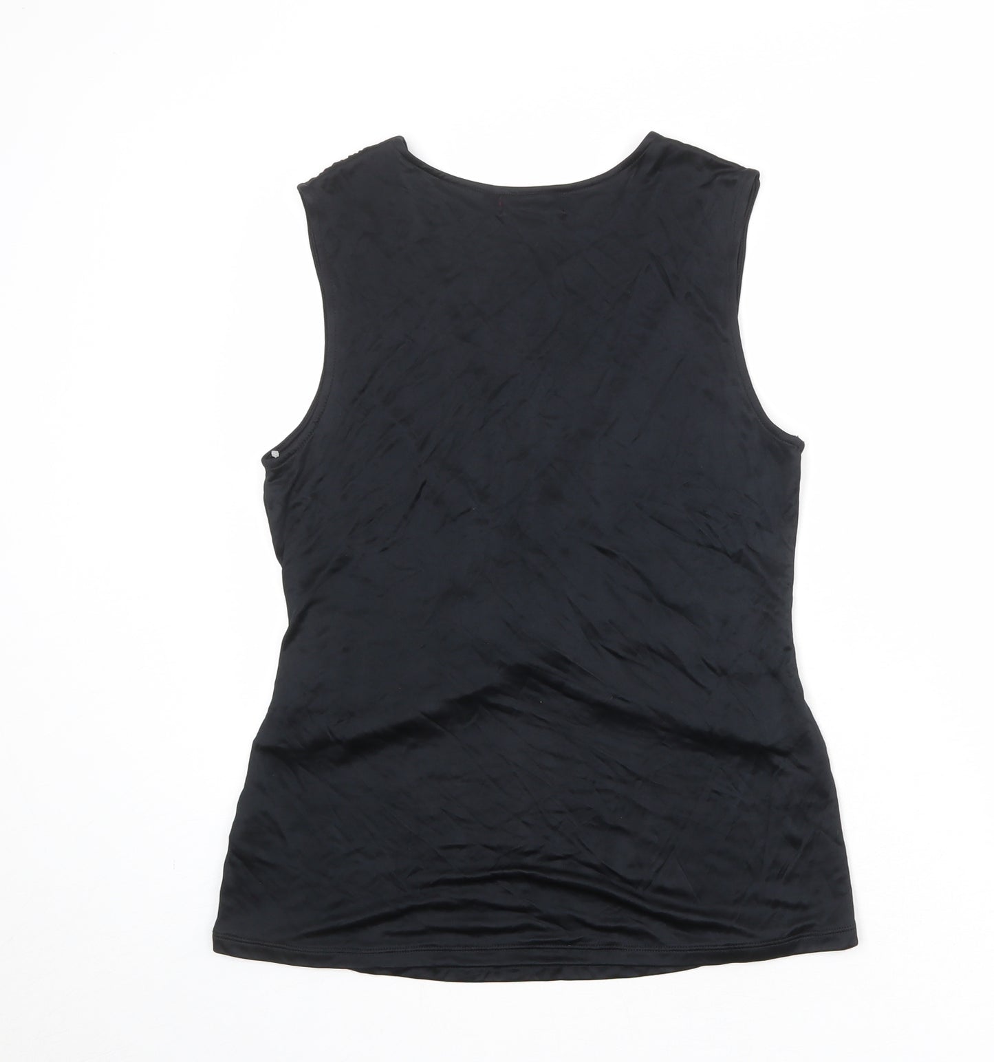 Monsoon Womens Black Viscose Basic Tank Size 18 V-Neck