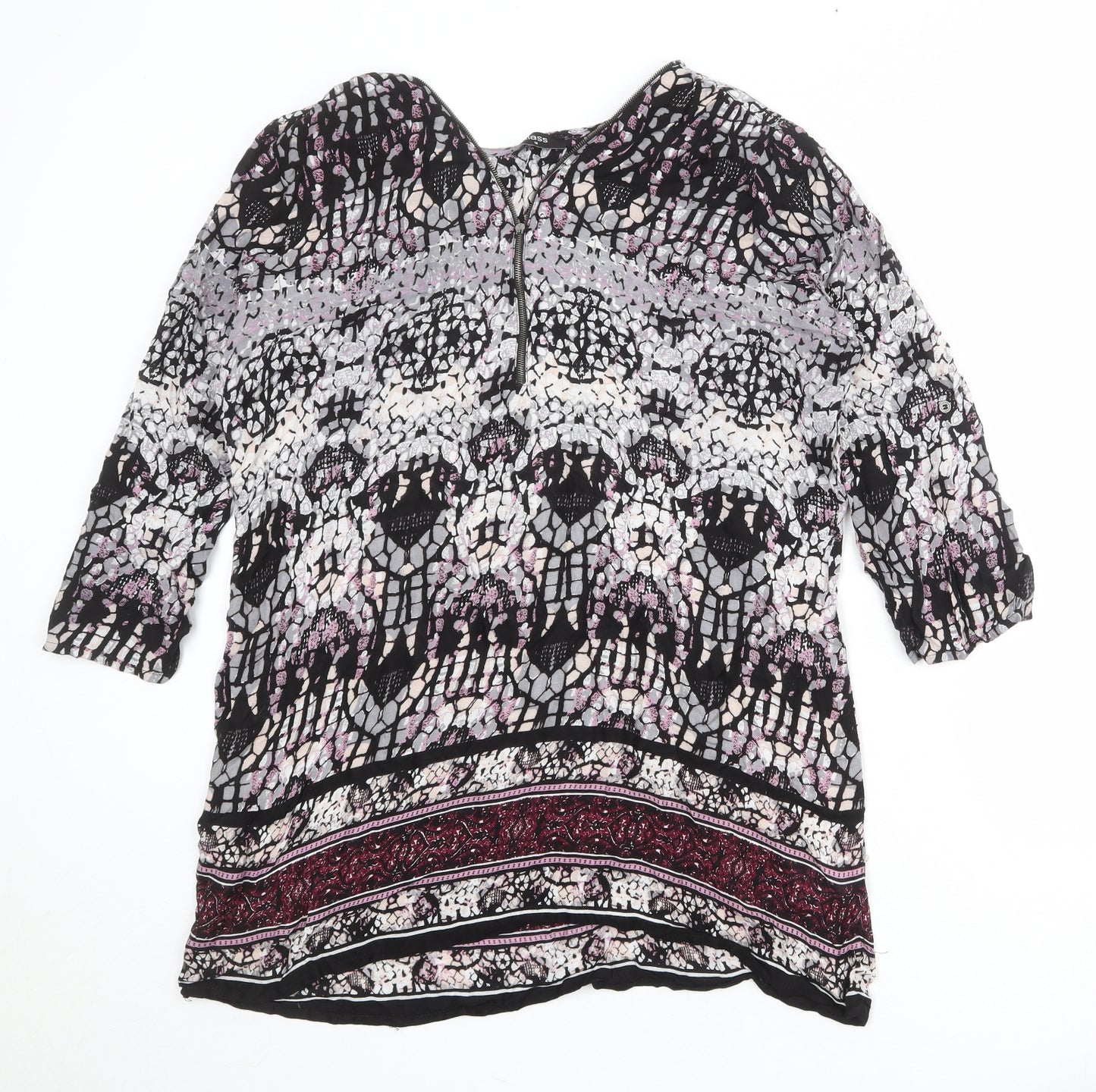 Klass Womens Multicoloured Geometric Viscose Basic Blouse Size 18 V-Neck