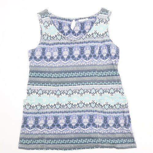 White Stuff Womens Multicoloured Geometric 100% Cotton Basic Tank Size 18 V-Neck