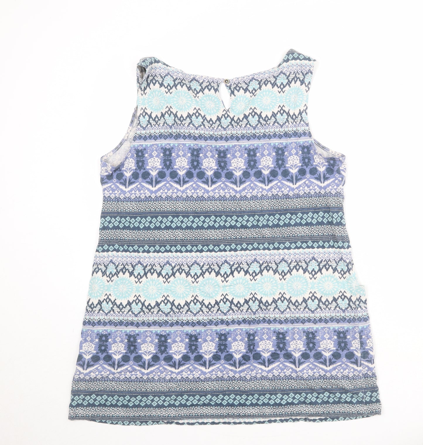 White Stuff Womens Multicoloured Geometric 100% Cotton Basic Tank Size 18 V-Neck