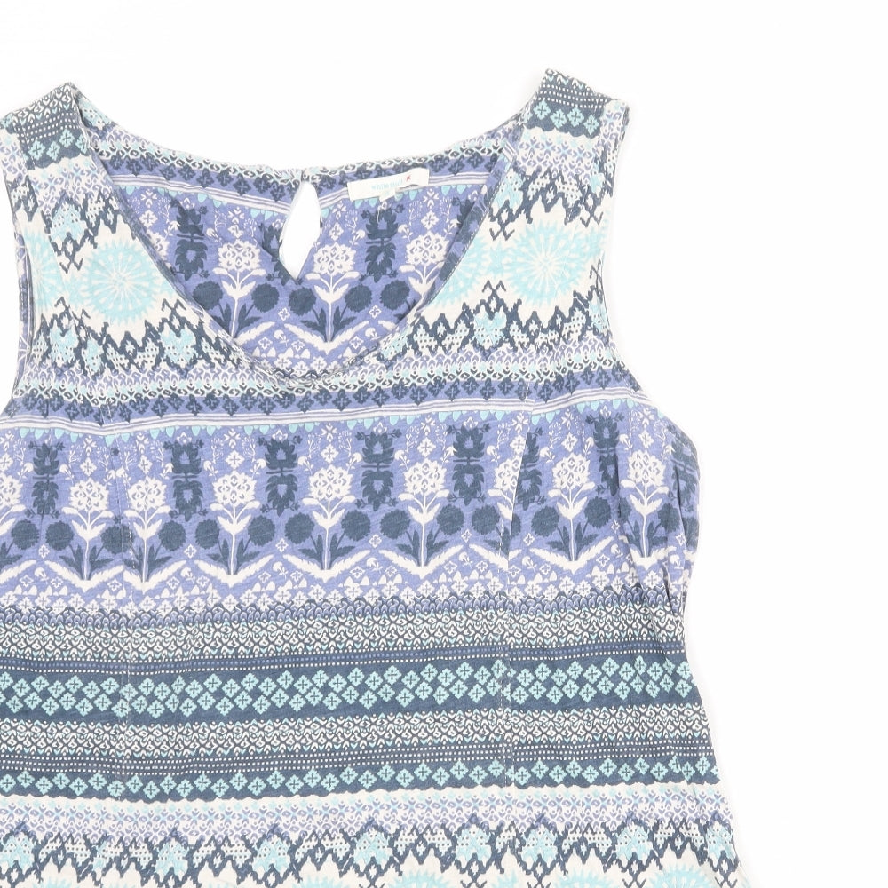 White Stuff Womens Multicoloured Geometric 100% Cotton Basic Tank Size 18 V-Neck