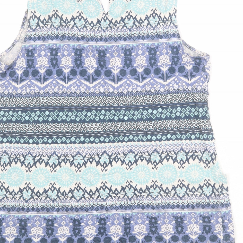 White Stuff Womens Multicoloured Geometric 100% Cotton Basic Tank Size 18 V-Neck