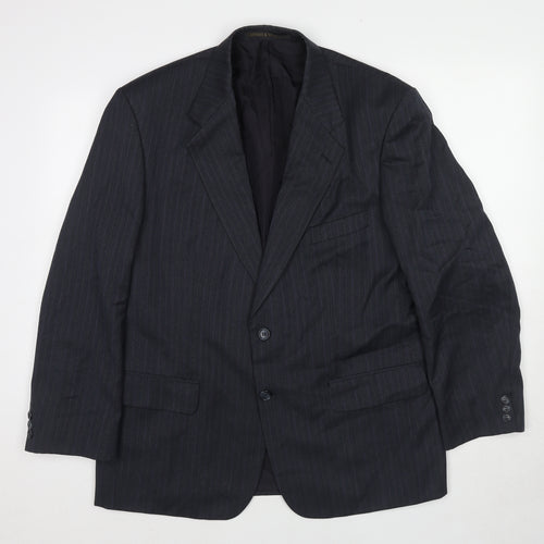 Marks and Spencer Mens Grey Striped Polyester Jacket Suit Jacket Size 42 Regular