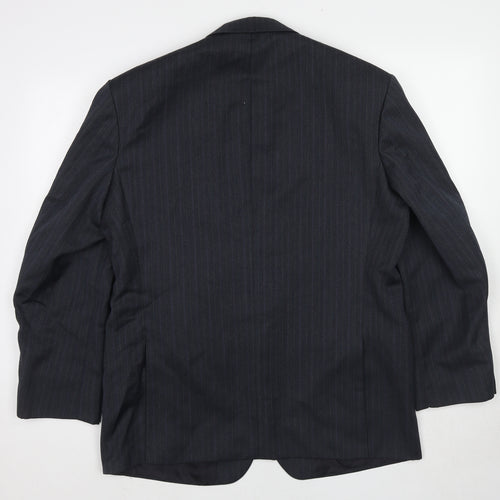 Marks and Spencer Mens Grey Striped Polyester Jacket Suit Jacket Size 42 Regular