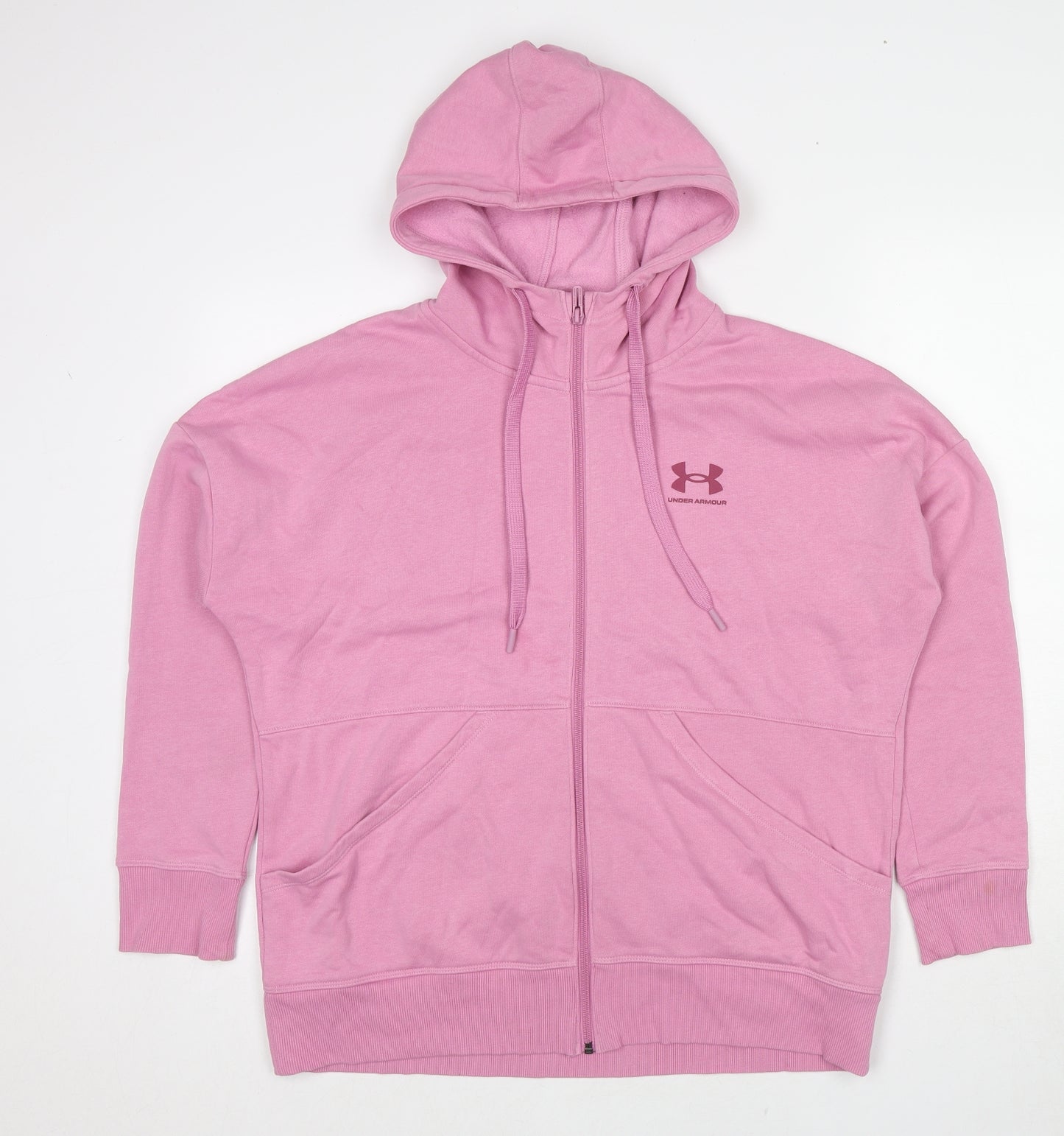 Under armour Womens Pink Cotton Full Zip Hoodie Size M Zip