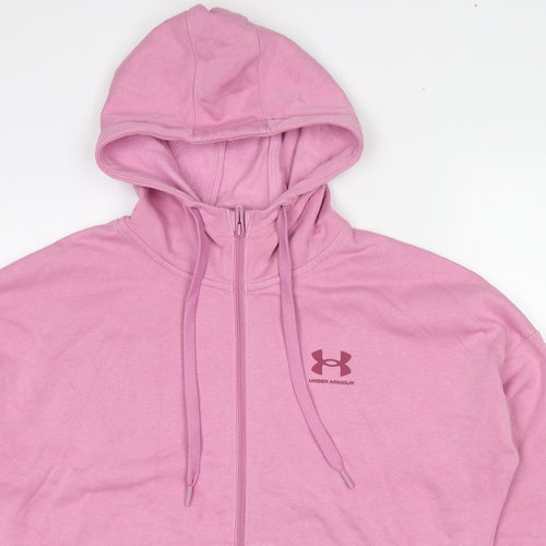 Under armour Womens Pink Cotton Full Zip Hoodie Size M Zip