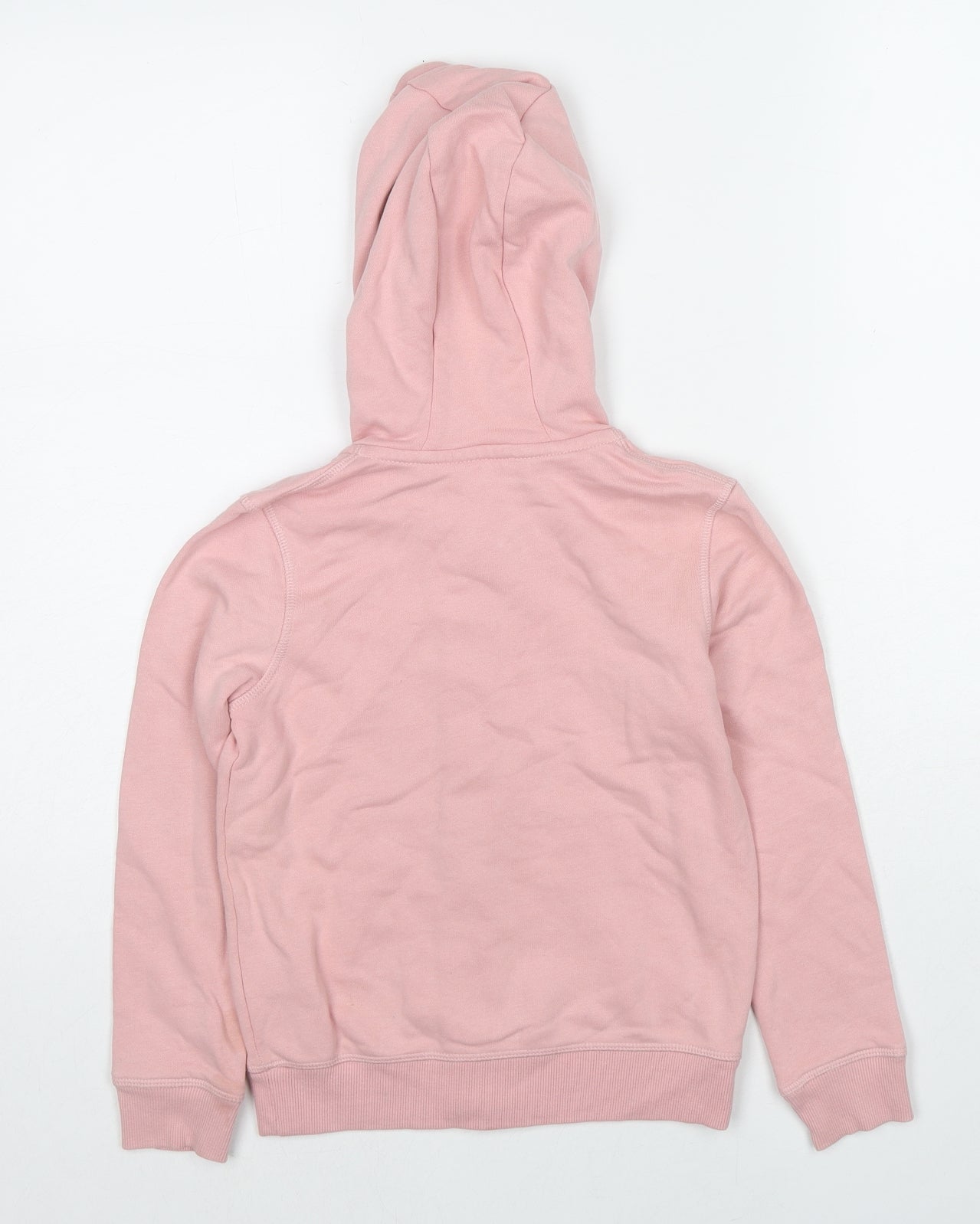 Marks and Spencer Girls Pink Cotton Full Zip Hoodie Size 6-7 Years Zip