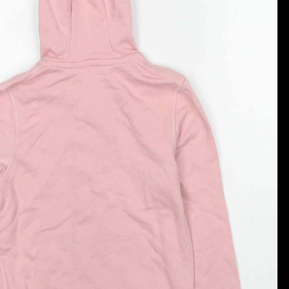 Marks and Spencer Girls Pink Cotton Full Zip Hoodie Size 6-7 Years Zip