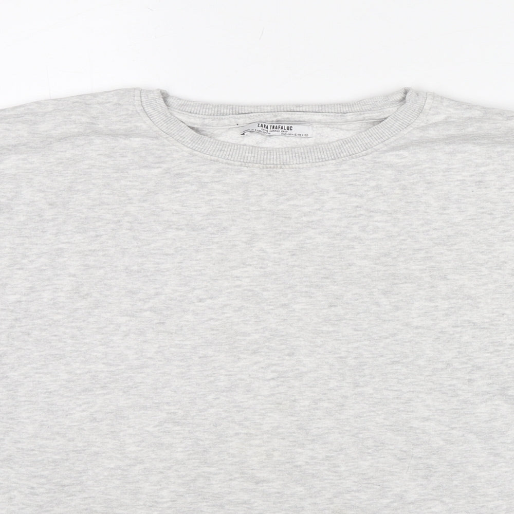 Zara Womens Grey Polyester Pullover Sweatshirt Size L Pullover
