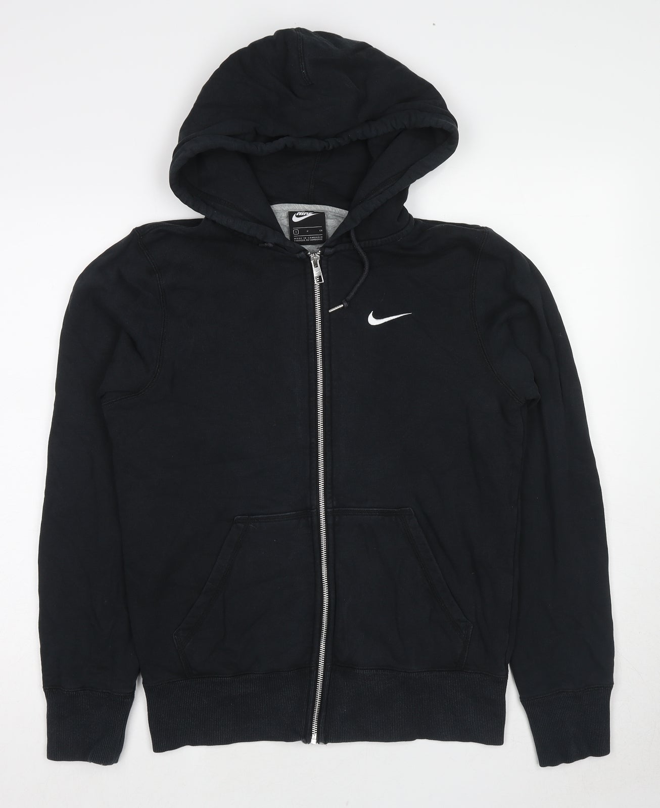 Nike Womens Black Cotton Full Zip Hoodie Size S Zip