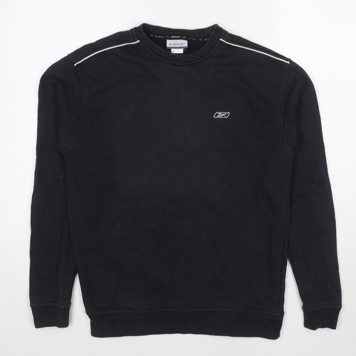 Reebok Mens Black Cotton Pullover Sweatshirt Size XS