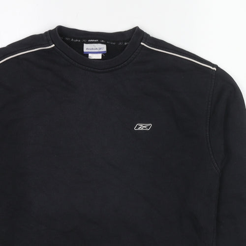 Reebok Mens Black Cotton Pullover Sweatshirt Size XS