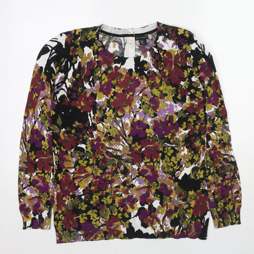 Mercer & Madison Womens Multicoloured Round Neck Floral Cotton Pullover Jumper Size M