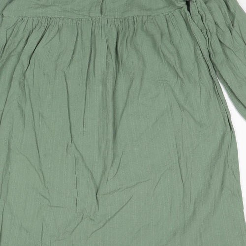 H&M Girls Green Cotton Trapeze & Swing Size 8-9 Years Boat Neck Pullover