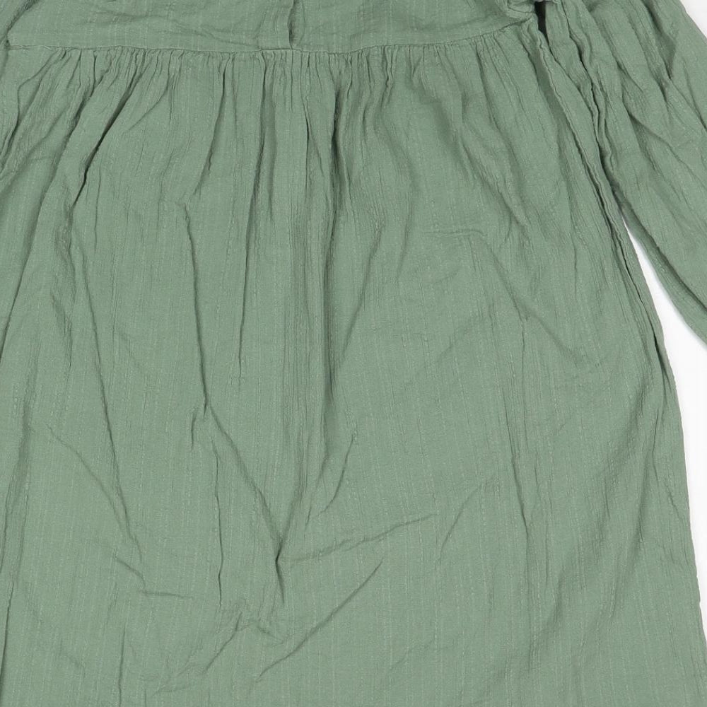 H&M Girls Green Cotton Trapeze & Swing Size 8-9 Years Boat Neck Pullover