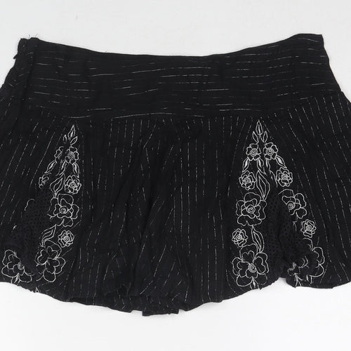 Bay Womens Black Geometric Cotton Mini Skirt Size 12 Zip