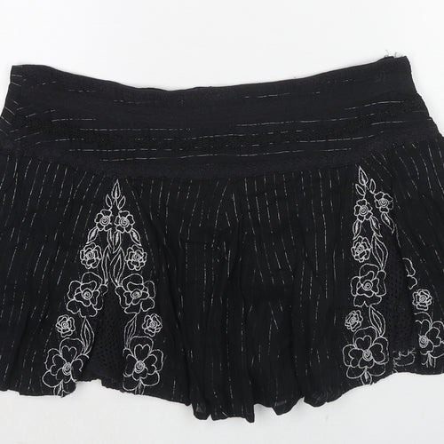 Bay Womens Black Geometric Cotton Mini Skirt Size 12 Zip