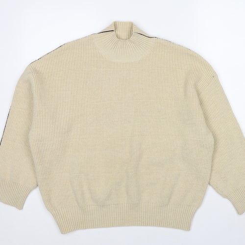 Dazy Womens Beige High Neck Acrylic Pullover Jumper Size L