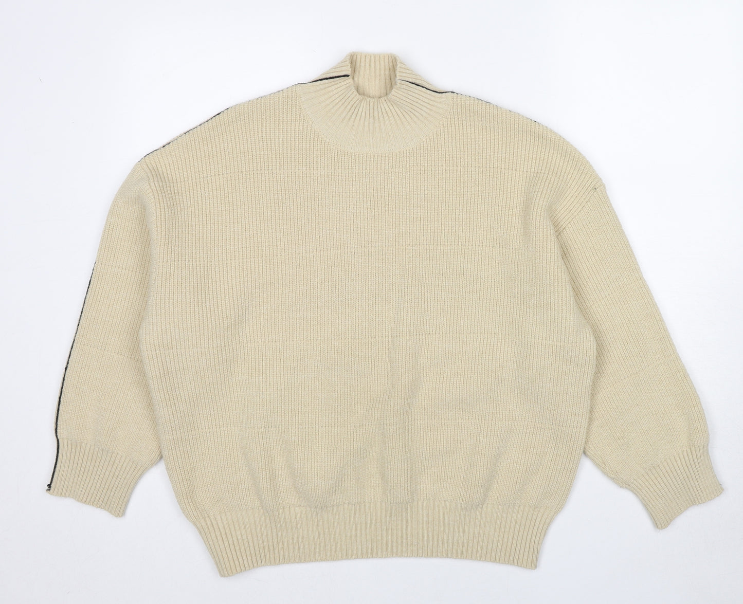 Dazy Womens Beige High Neck Acrylic Pullover Jumper Size L