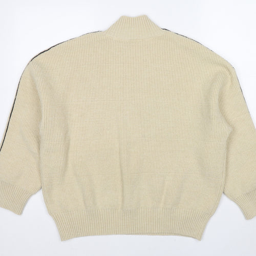 Dazy Womens Beige High Neck Acrylic Pullover Jumper Size L