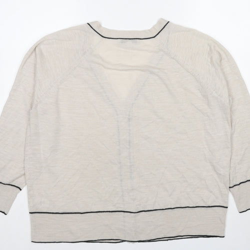 NEXT Womens Beige V-Neck Acrylic Cardigan Jumper Size XL