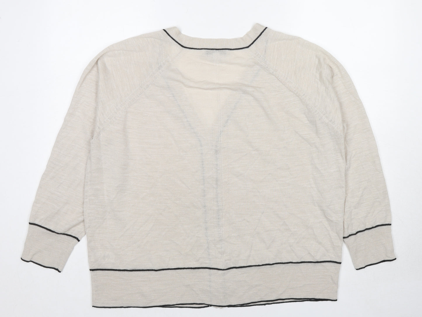 NEXT Womens Beige V-Neck Acrylic Cardigan Jumper Size XL