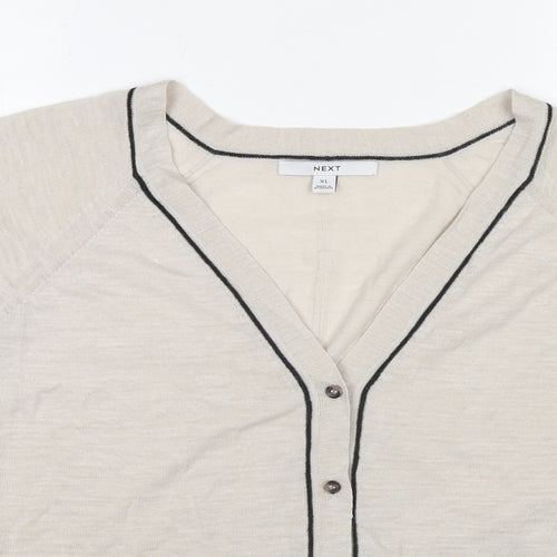 NEXT Womens Beige V-Neck Acrylic Cardigan Jumper Size XL
