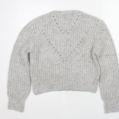 Topshop Womens Grey Round Neck Acrylic Pullover Jumper Size M