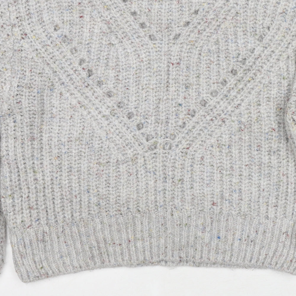Topshop Womens Grey Round Neck Acrylic Pullover Jumper Size M