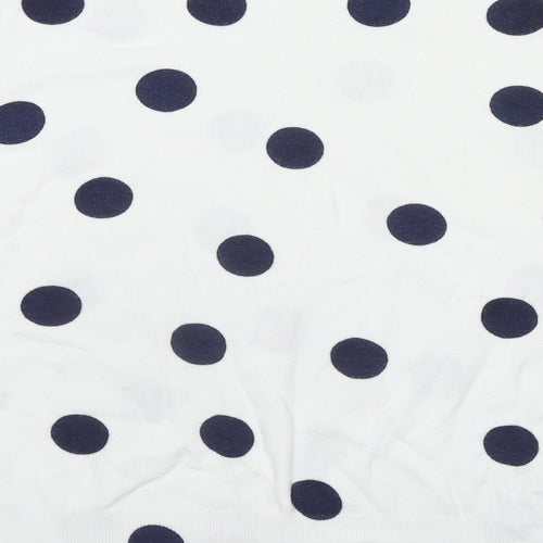 Marks and Spencer Womens White Round Neck Polka Dot Viscose Pullover Jumper Size 16