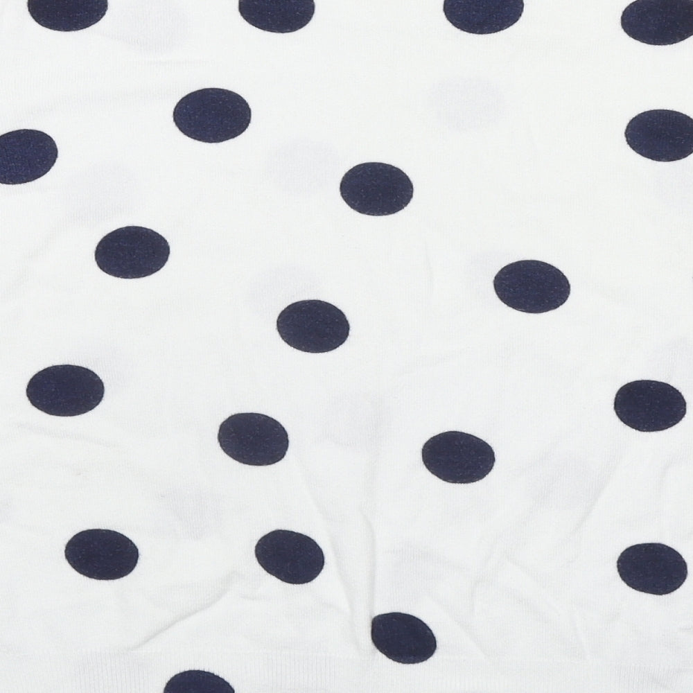 Marks and Spencer Womens White Round Neck Polka Dot Viscose Pullover Jumper Size 16