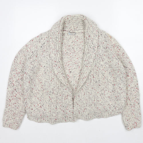 Marks and Spencer Womens White V-Neck Acrylic Cardigan Jumper Size 12