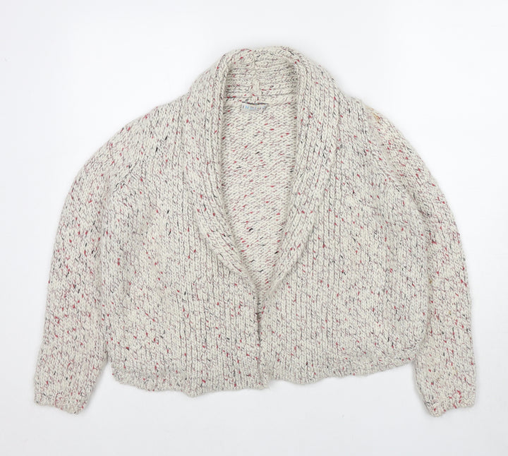 Marks and Spencer Womens White V-Neck Acrylic Cardigan Jumper Size 12