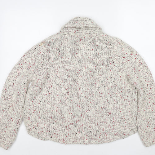 Marks and Spencer Womens White V-Neck Acrylic Cardigan Jumper Size 12