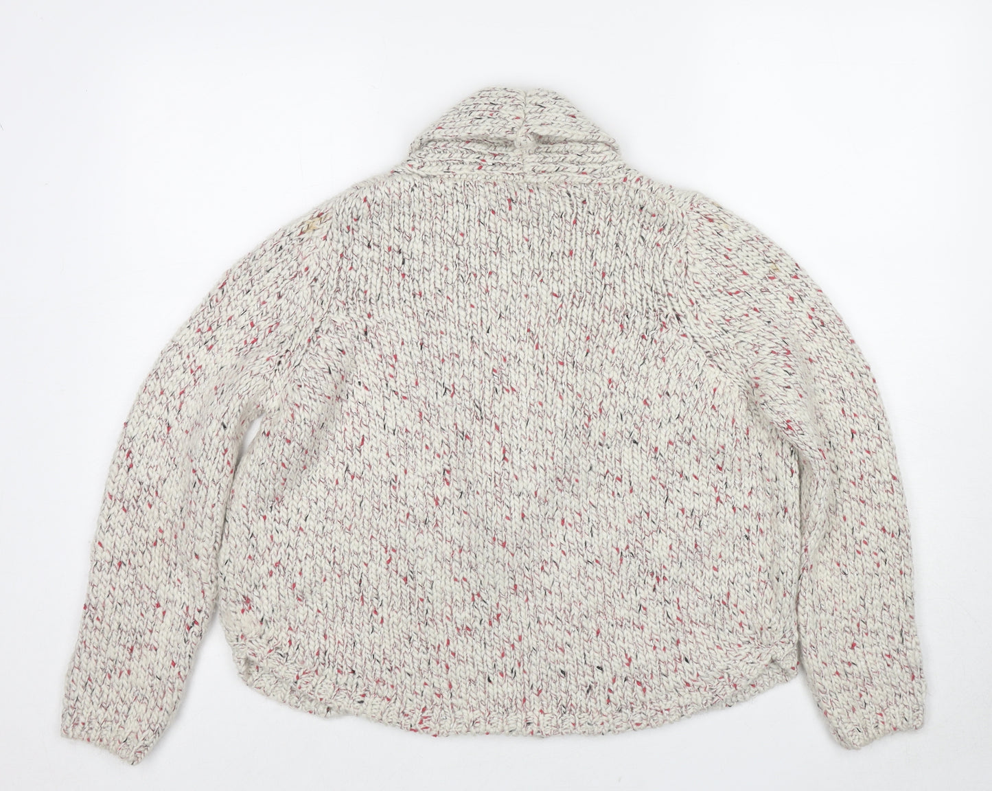 Marks and Spencer Womens White V-Neck Acrylic Cardigan Jumper Size 12