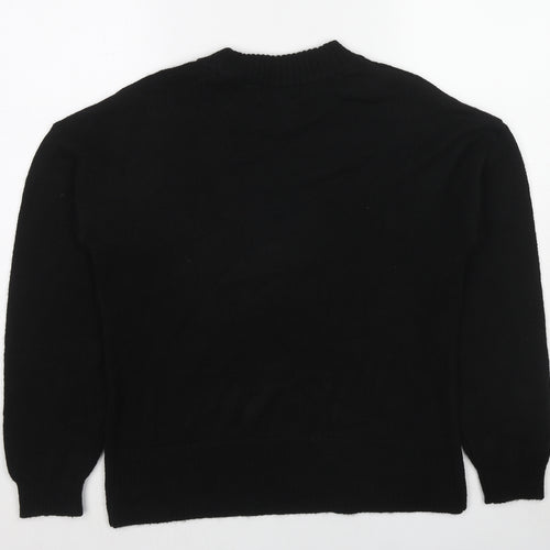 NEXT Womens Black Round Neck Acrylic Pullover Jumper Size S - Star
