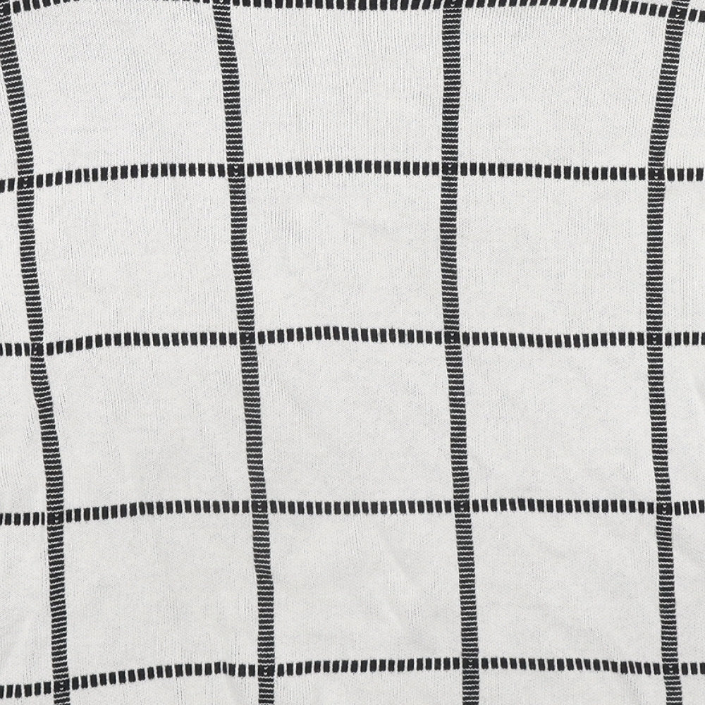 Society 8 Womens Ivory Mock Neck Check Polyester Pullover Jumper Size 10