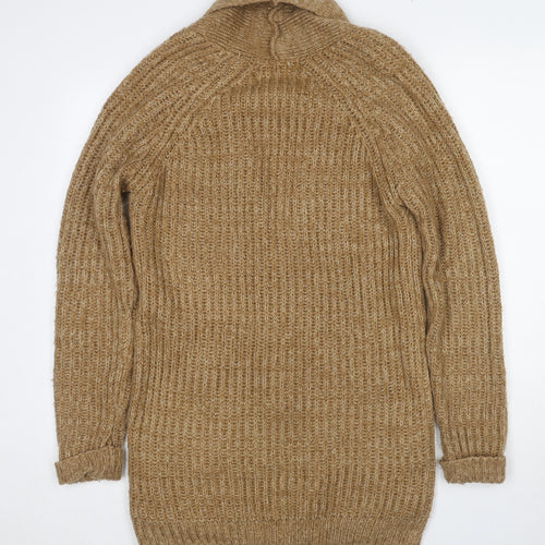 New Look Womens Beige V-Neck Acrylic Cardigan Jumper Size 8