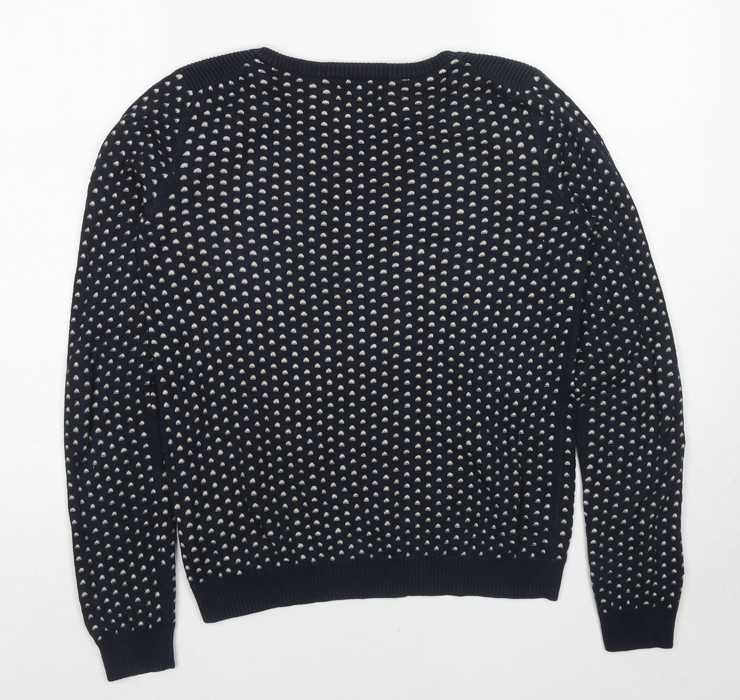 Maison Scotch Womens Black Round Neck Geometric Cotton Pullover Jumper Size S